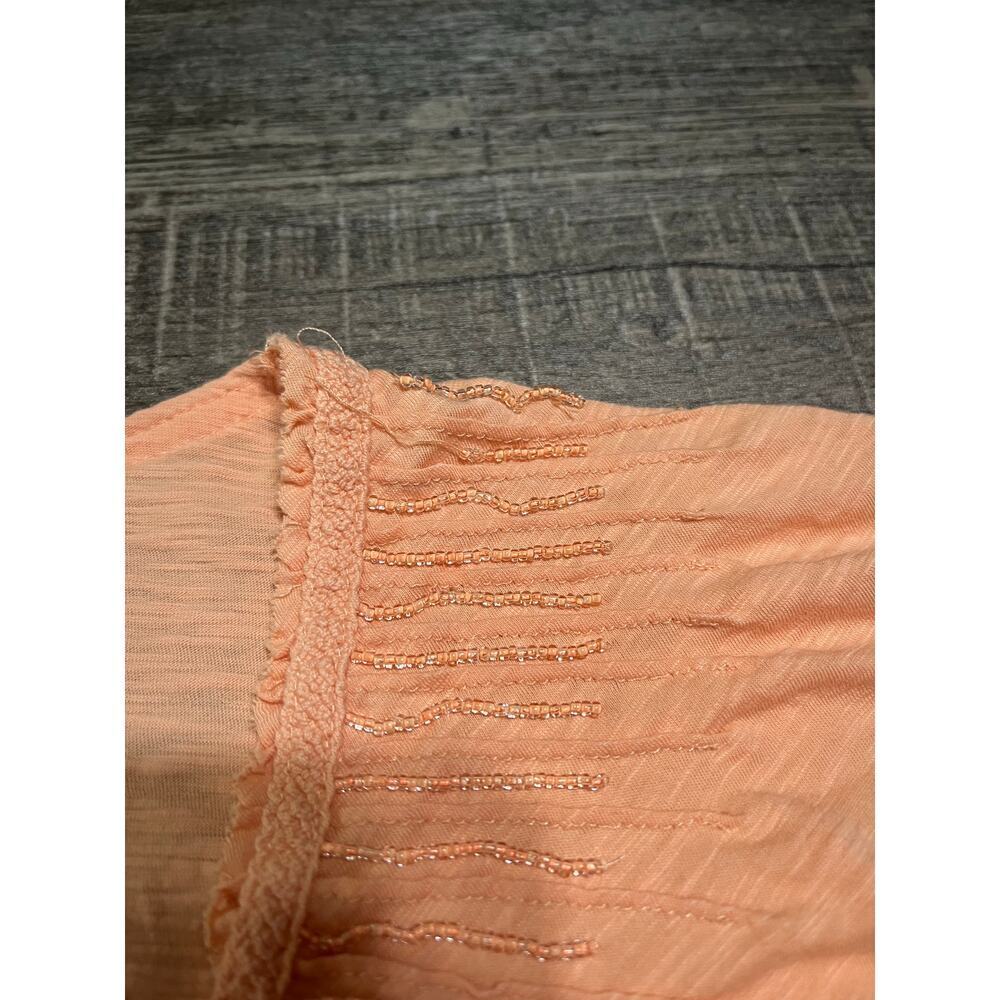 J.Crew Women’s 100% Cotton Ruffled and Beaded V-Neck Collar, Peach, Size M - Picture 3 of 10
